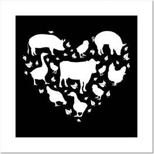 Heartfelt Farm Animal Silhouettes Posters and Art